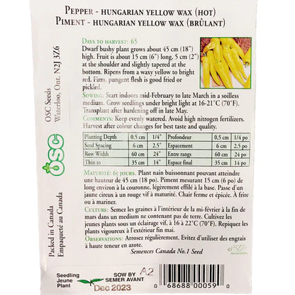 Hungarian Yellow Wax Peppers (Hot)